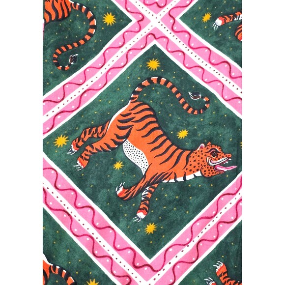 ANTHROPOLOGIE Corinne Lent Tigress Pajama Pants Sz Medium Multicolor Drawstring - Picture 3 of 8